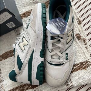 Men’s New Balance 550 White and Green/Teal Sneakers